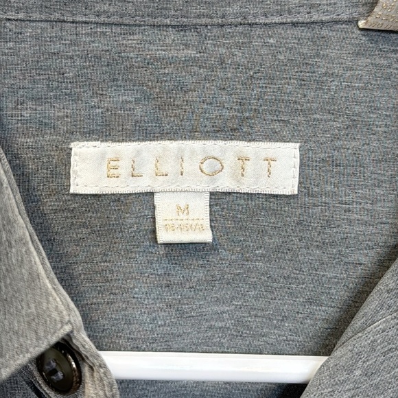 ELLIOTT Men’s Gray Button-Up Long Sleeve Collar Shirt Med 15-15.5 100% Polyester - Picture 1 of 16